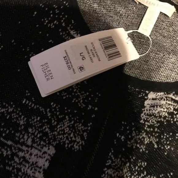 Eileen Fisher Fine Organic Linen Crepe Knit BLACK BONE Cardigan Large $298 NWT - Picture 6 of 7